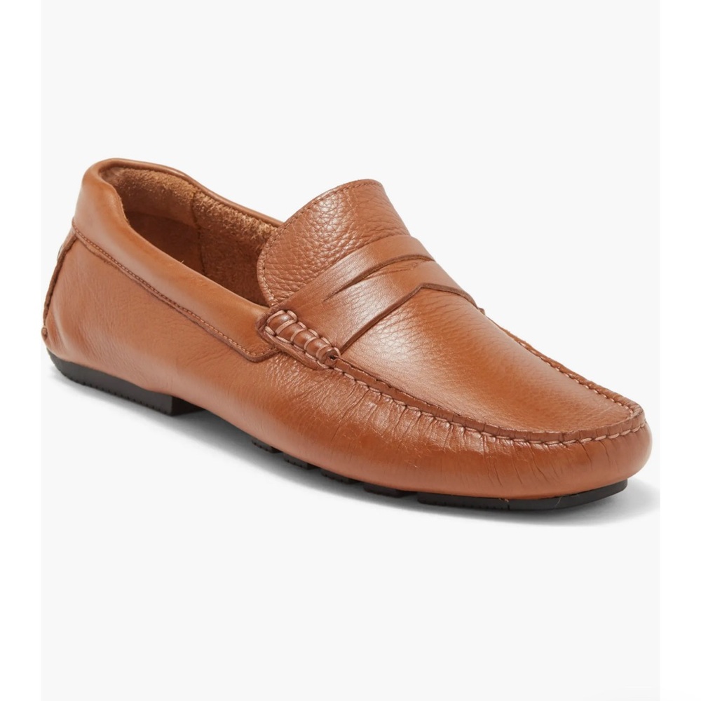 Nordstrom Brown Leather Slip-On Loafers - Picture 1 of 6